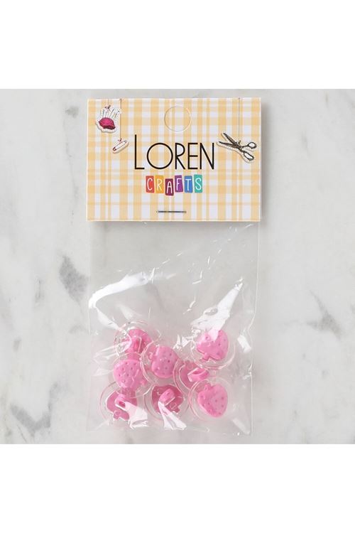 Loren Crafts 8 li Şeffaf Pembe Çilek Düğme - 251