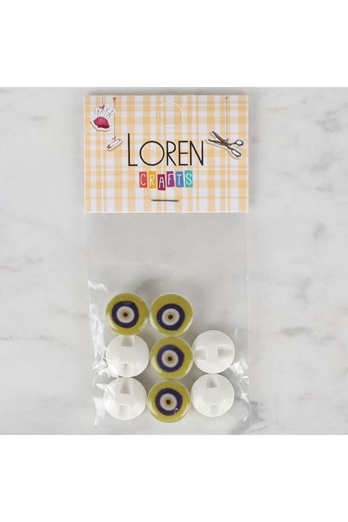 Loren Crafts 8 li Yeşil Nazar Boncuğu Düğme - 691