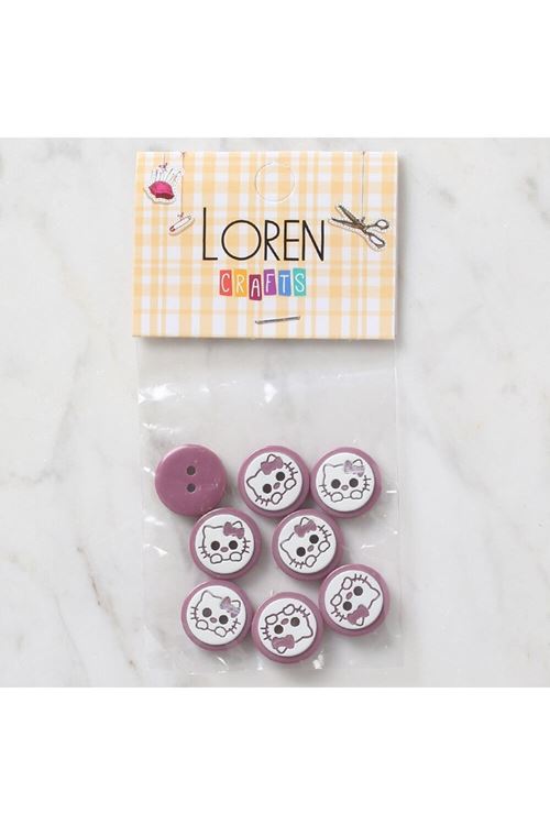 Loren Crafts 8 li Vişne Çürüğü Kedi Düğme - 586