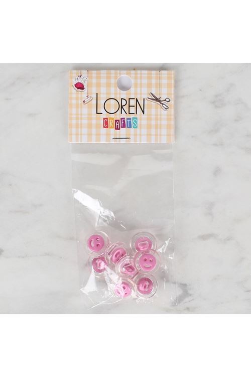 Loren Crafts 8 li Şeffaf Pembe Düğme - 260