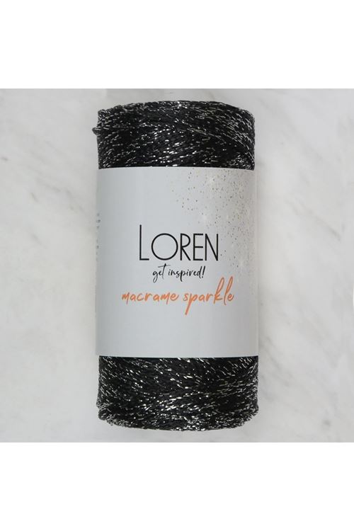 Loren Macrame Sparkle Simli Siyah El Örgü İpi - RM
