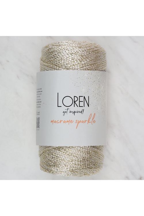Loren Macrame Sparkle Simli Krem El Örgü İpi - RM