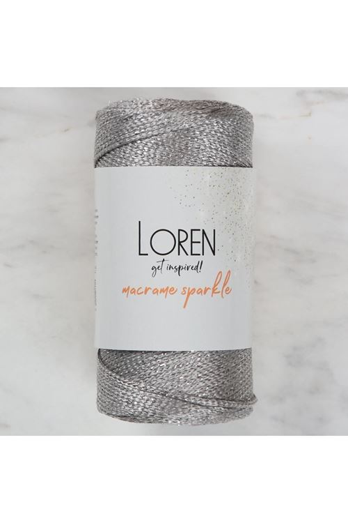 Loren Macrame Sparkle Simli Gri El Örgü İpi - RM 6