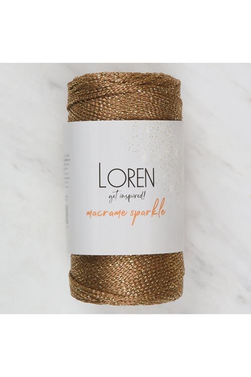 Loren Macrame Sparkle Simli Kahverengi El Örgü İpi