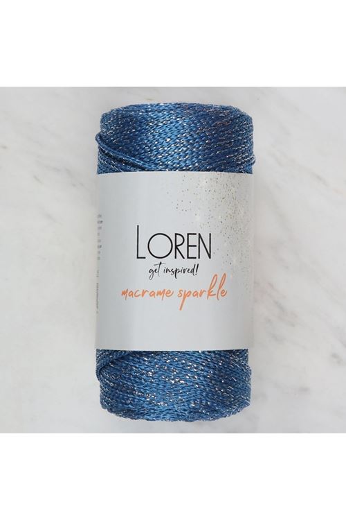 Loren Macrame Sparkle Simli Mavi El Örgü İpi - RM