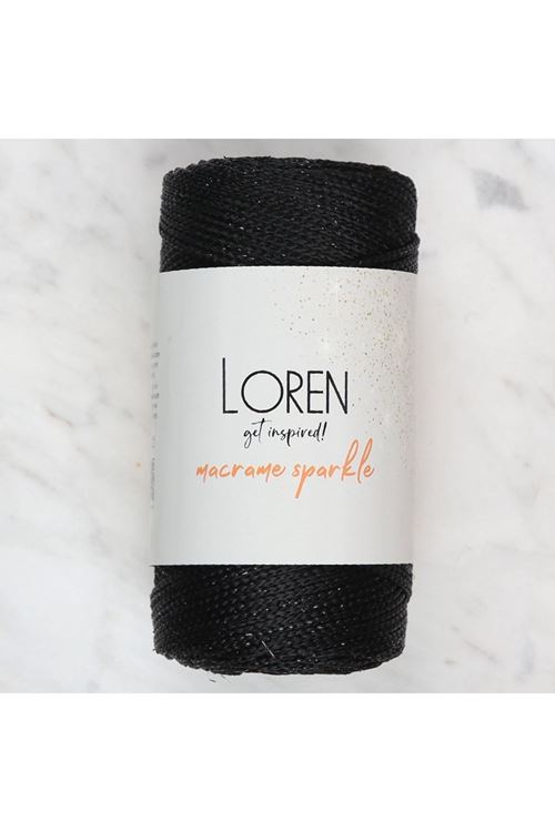 Loren Macrame Sparkle Simli Siyah El Örgü İpi - RM