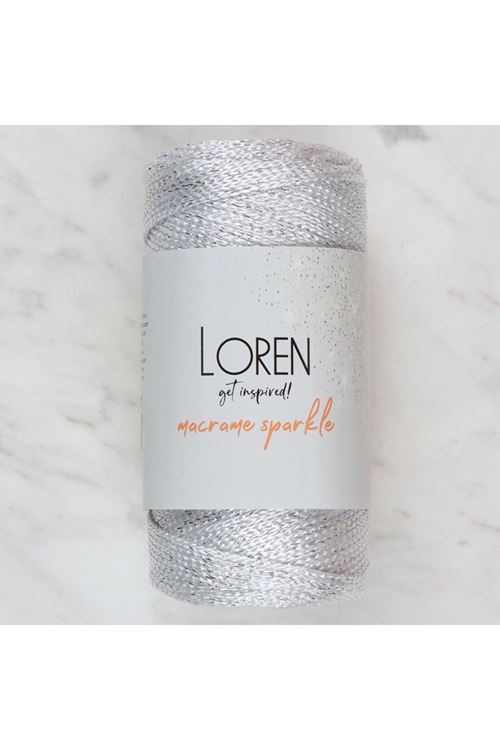 Loren Macrame Sparkle Simli Beyaz El Örgü İpi - RM