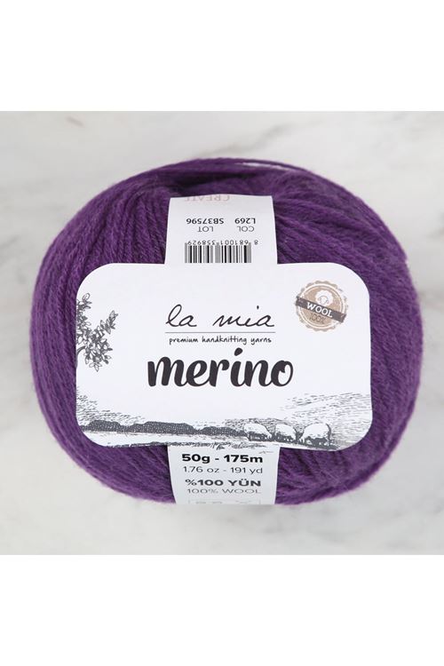 La Mia Merino Patlıcan Moru El Örgü İpi - L269