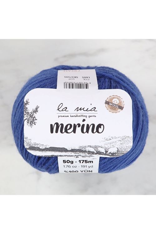 La Mia Merino Saks Mavi El Örgü İpi - L605