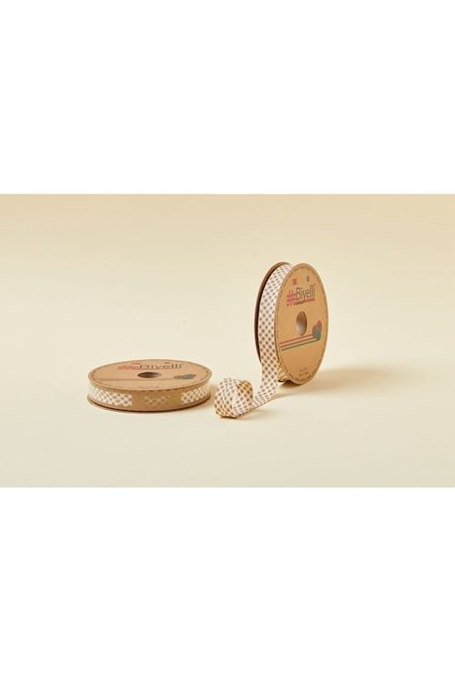 Biye Ekoseli Katlı E09 Kahverengi 2 Cm 25 Metre %65 Koton %35 Polyester