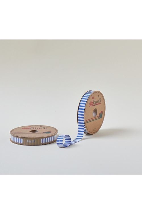 Biye Kalın Çizgili Katlı F01 Mavi 2 Cm 25 Metre %65 Koton %35 Polyester