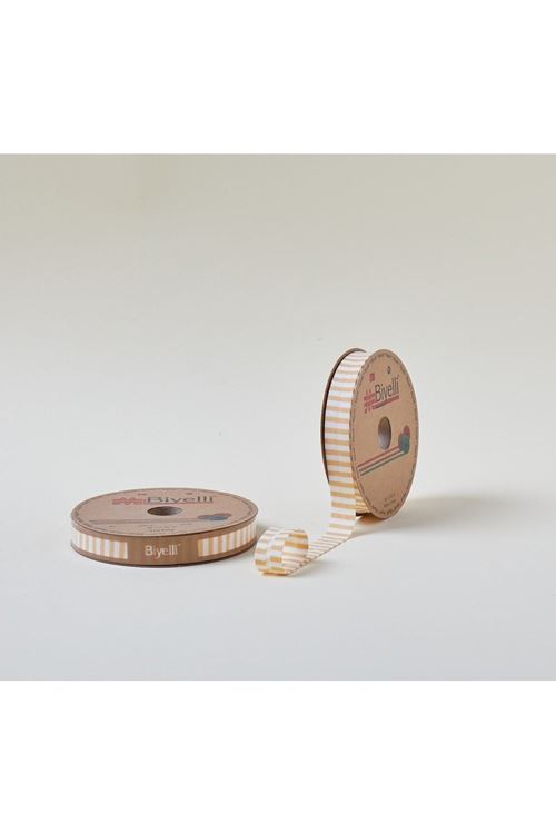 Biye Kalın Çizgili Katlı F06 Sarı 2 Cm 25 Metre %65 Koton %35 Polyester