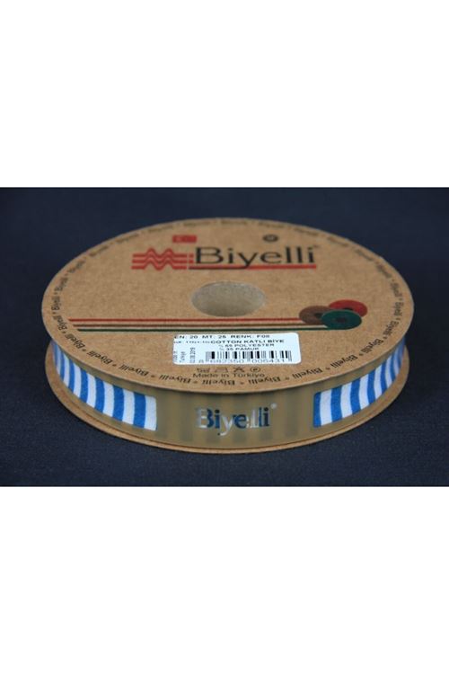 Biye Kalın Çizgili Katlı F08 Petrol 2 Cm 25 Metre %65 Koton %35 Polyester
