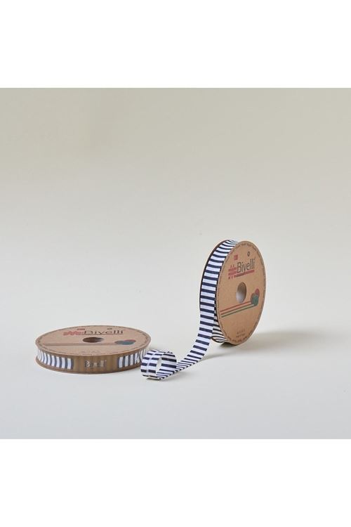 Biye Kalın Çizgili Katlı F10 İndigo 2 Cm 25 Metre %65 Koton %35 Polyester