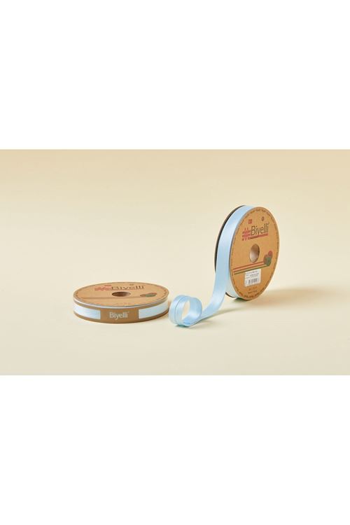 Biye Saten Katlı 004 Mavi 2 Cm 25 Metre %100 Polyester