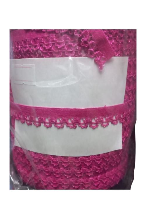 Çamaşır Lastiği Dantelli 1 Cm 75 Metre 1 Top Fuşya