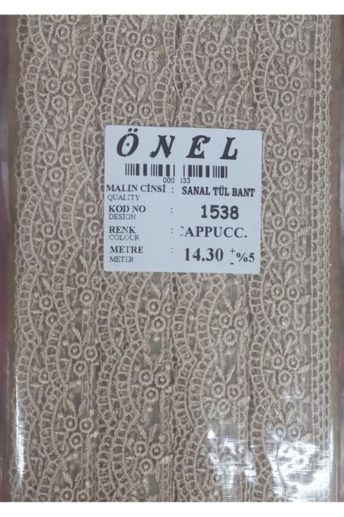 Dantel Polyester Sanal Tül Bant Cappucino 14,30 Metre En 6 Cm On-1538-c