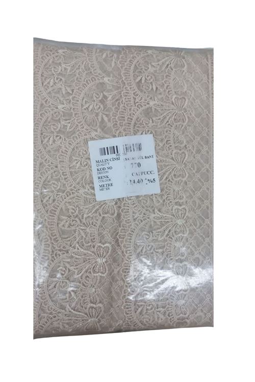 Dantel Polyester Sanal Tül Bant Cappucino 14,40 Metre En 6 Cm On-770-c
