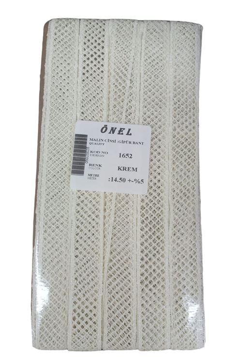 Dantel Polyester Güpür Bant Krem 14,50 Metre En 3 Cm On-1652-kr