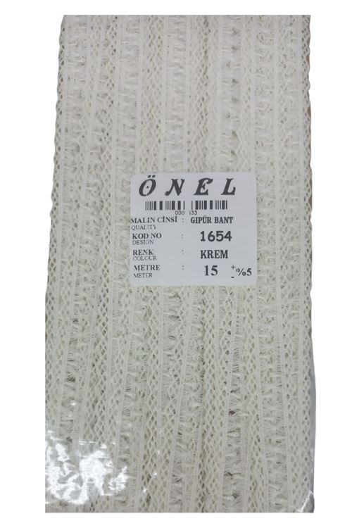Dantel Polyester Güpür Bant Krem 15 Metre En 3 Cm On-1654-k