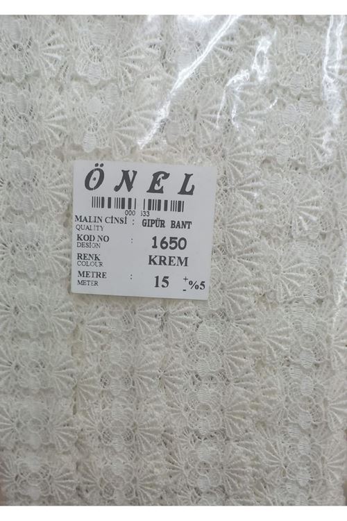 Dantel Polyester Güpür Bant Krem 15 Metre En 6 Cm On-1650-kr