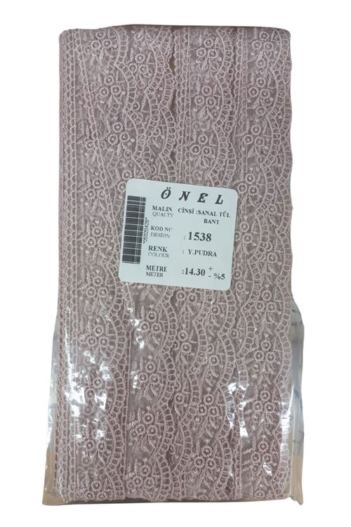 Dantel Polyester Sanal Tül Bant Y.pudra 14,30 Metre En 3 Cm On-1538-pu