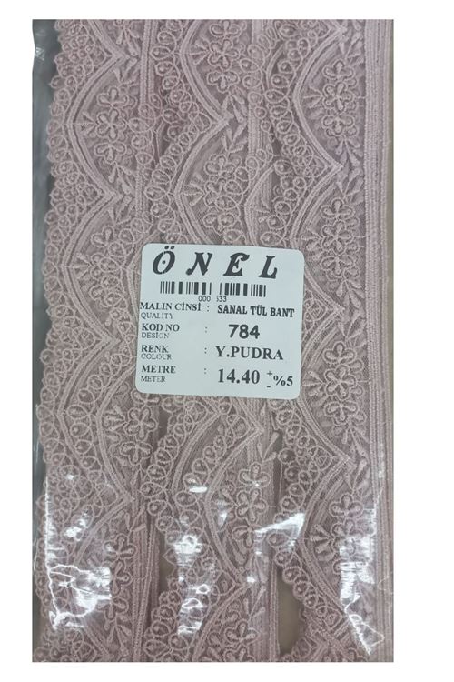 Dantel Polyester Sanal Tül Bant Y.pudra 14,40 Metre En 3 Cm On-784-pu