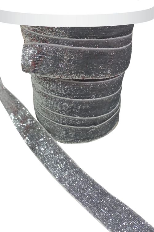 Kadife Kurdele Simli 2 Cm Gümüş 2 Metre