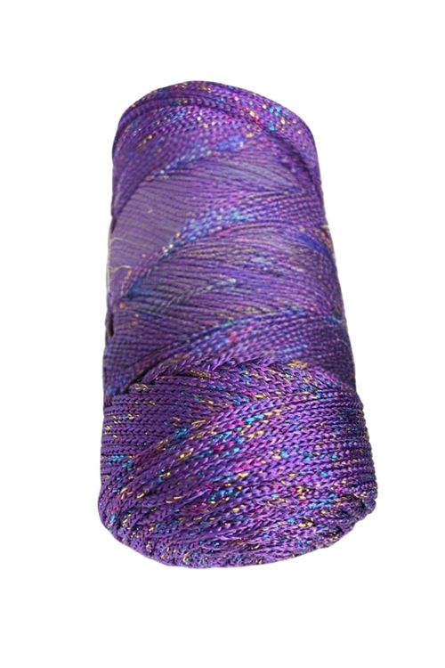 Makrome İpi 3mm  Polyester Mor Simli
