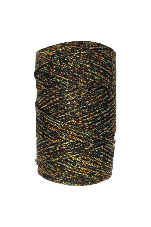 Makrome İpi 3mm  Polyester Siyah Altın Simli