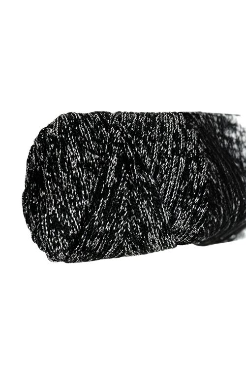 Makrome İpi 3mm Polyester Siyah Gümüş  Simli