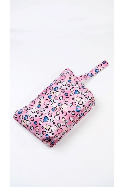 Makyaj Çantası Ve Çok Amaçlı El Çantası Kalp Desenli