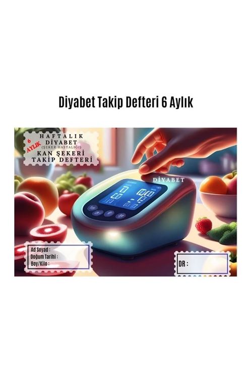 Diyabet Ölçüm Takip Çizelgesi Defteri A Kalite Özel Tasarım 6 Aylık A6 Boyut Yüksek Motiveli