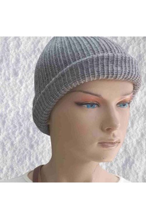 El Örgüsü Doğal Yün Ve Akrilik Karışımlı Sıcacık Kış Beresi Gri Renk