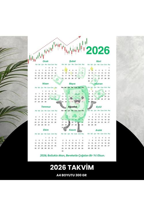 Takvim 2026 Premium A4 300 Gr Dijital Baskı Yeşil Para