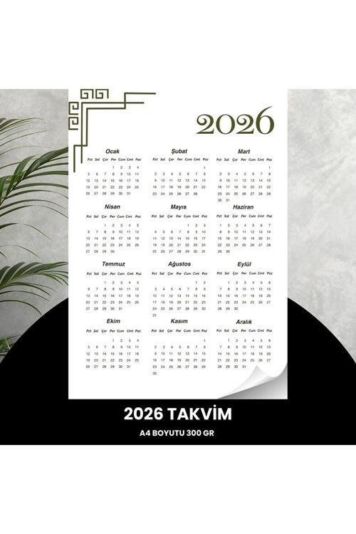 Takvim 2026 Premium A4 300 Gr Dijital Baskı Beyaz