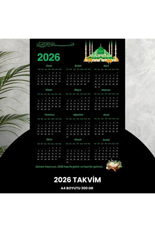 Takvim 2026 Premium A4 300 Gr Dijital Baskı Siyah