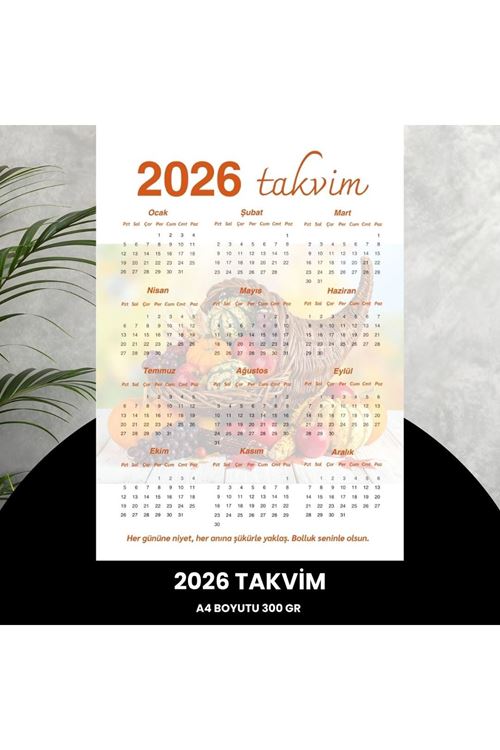 Takvim 2026 Premium A4 300 Gr Dijital Baskı Turuncu