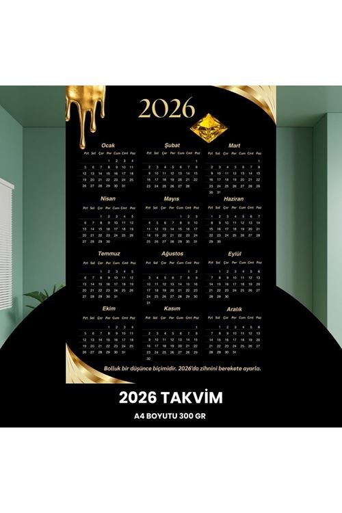 Takvim 2026 Premium A4 300 Gr Dijital Baskı Elmas