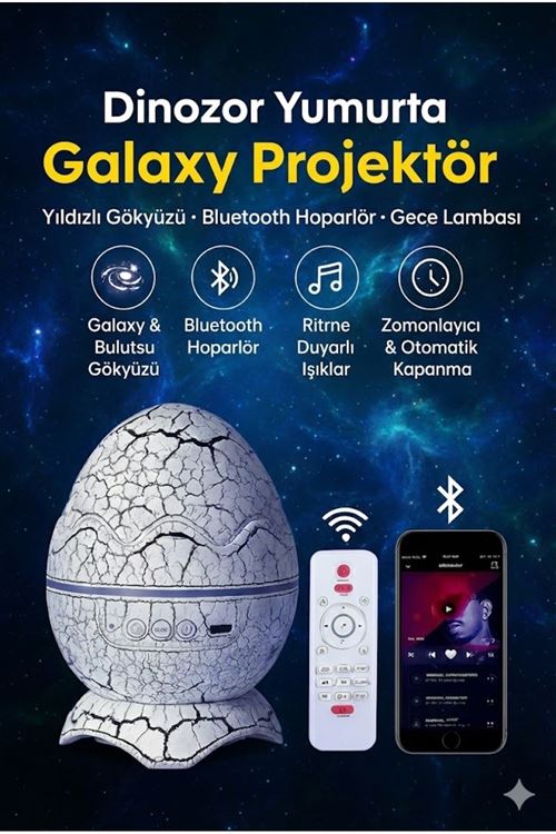 Bluetooth Hoparlörlü RGB Gece Lambası – Dinazor yumurtası Işıklı, Uzaktan Kumandalı Dekor Lamba