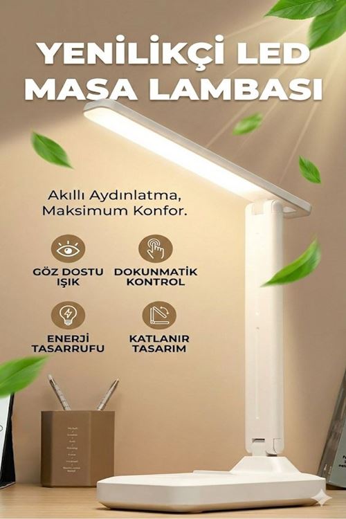 Katlanabilir Dokunmatik Kontrollü Göz Dostu Akıllı LED Masa Lambası – Enerji Tasarruflu