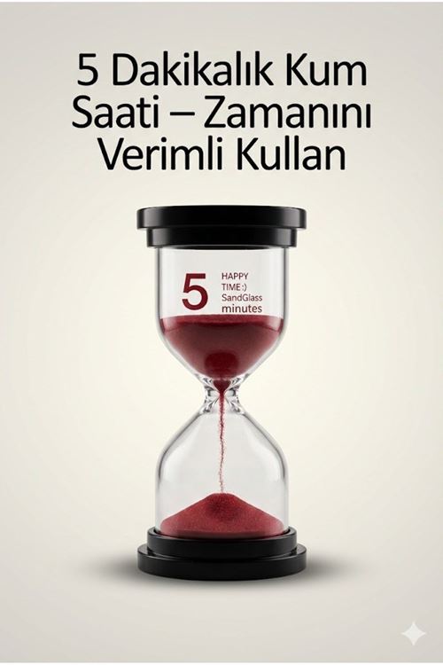 5 Dakikalık Kum Saati Zamanlayıcı – KIRMIZI Dekoratif Masa Saati 4 Renk Seçeneği