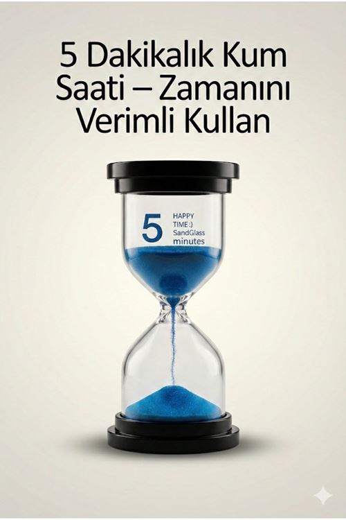 5 Dakikalık Kum Saati Zamanlayıcı – MAVİ Dekoratif Masa Saati 4 Renk Seçeneği