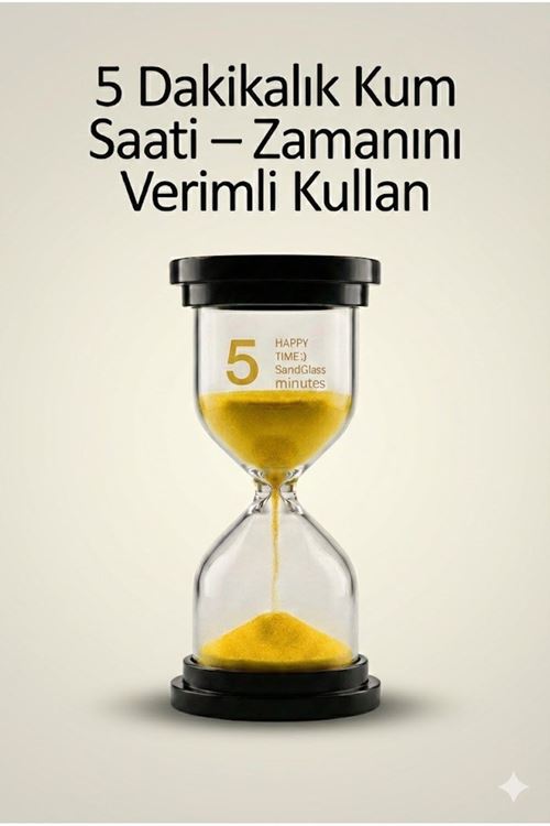 5 Dakikalık Kum Saati Zamanlayıcı – SARI Dekoratif Masa Saati 4 Renk Seçeneği
