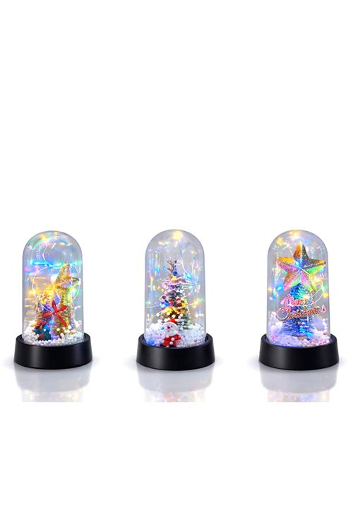 Yılbaşı Temalı Işıklı Dekoratif Cam Fanus - Model 10