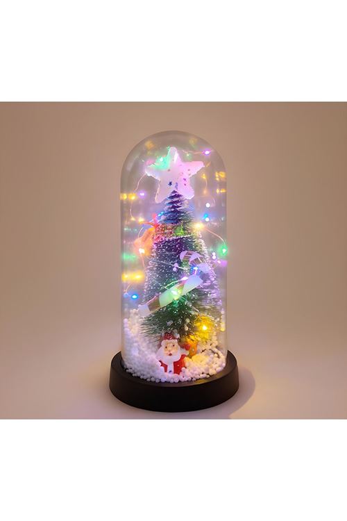 Yılbaşı Temalı Işıklı Dekoratif Cam Fanus - Model 1