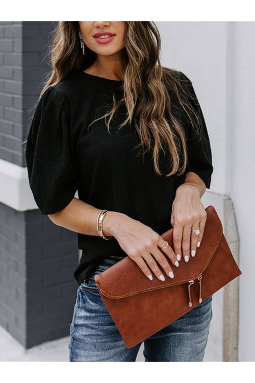 Kadın Kısa Kollu Pileli Balın Kol Bürümcük Bluz