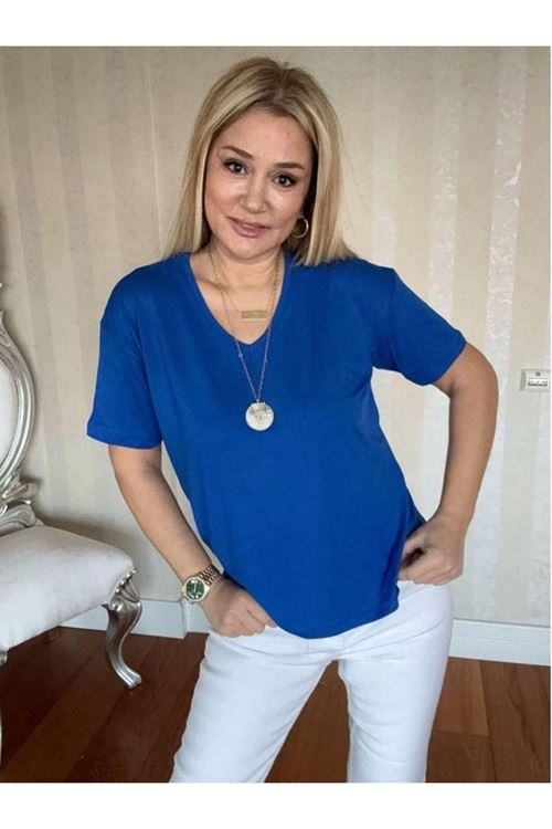 Kadın Kısa Kollu V Yaka Bluz