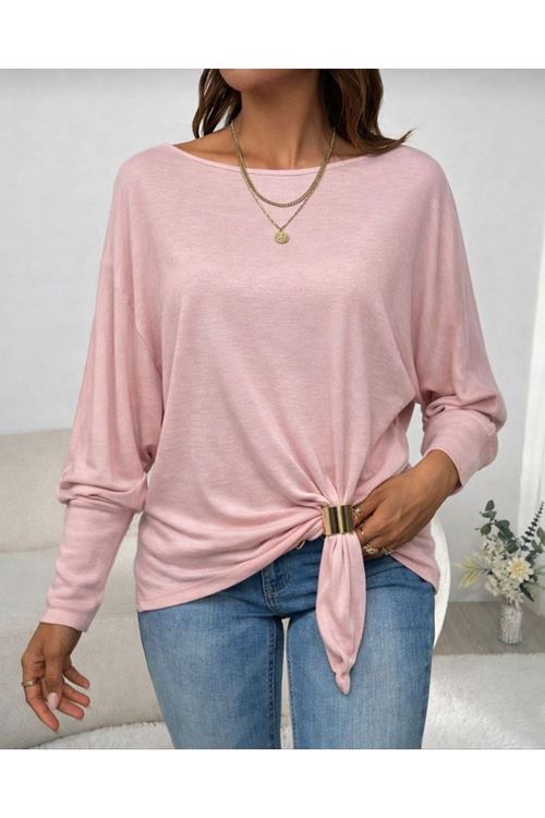 Kadın Uzun Kollu Kayık Yaka Manşet Ve Toka Detay Bluz