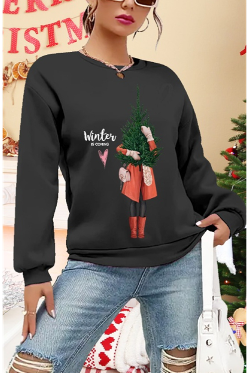 Kadın Uzun Kollu Bisiklet Yaka Desenli Viskon Iki Iplik Bluz